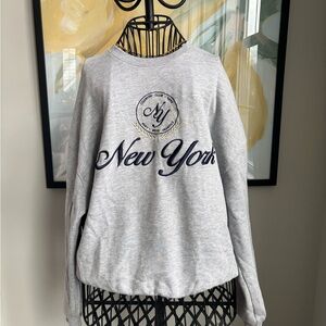 Garage Gray 'New York' Embroidered Crewneck Sweatshirt